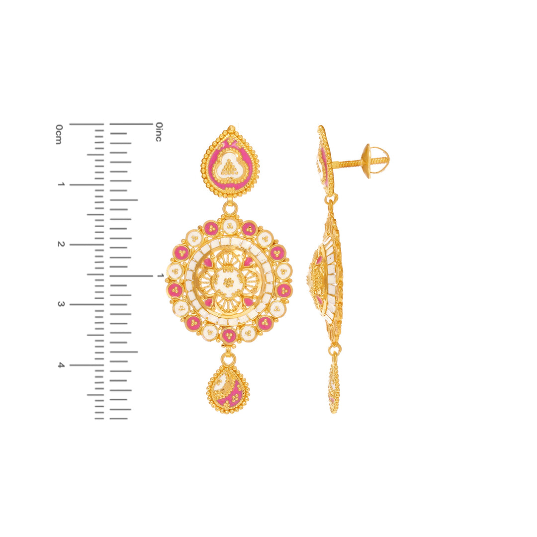 Beautiful Minakari Hansli Necklace Set in 22K Gold