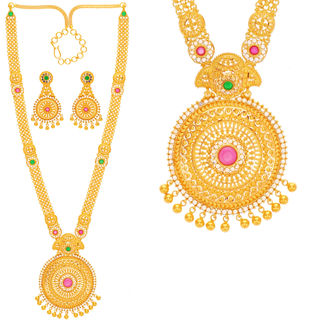 Charming Paata Haaram With Gemstones in 22K Gold