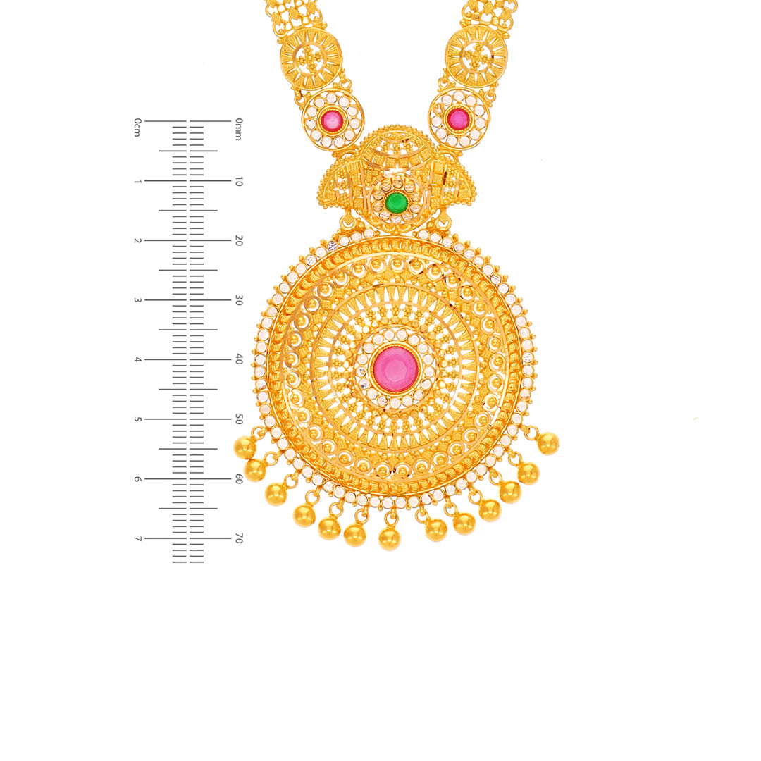 Charming Paata Haaram With Gemstones in 22K Gold