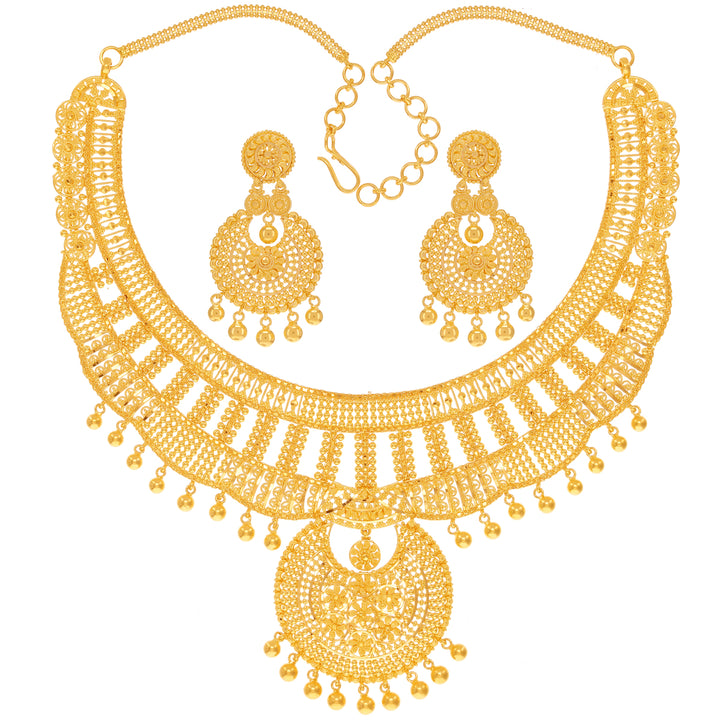 Artistic Necklace Set in 22K Gold