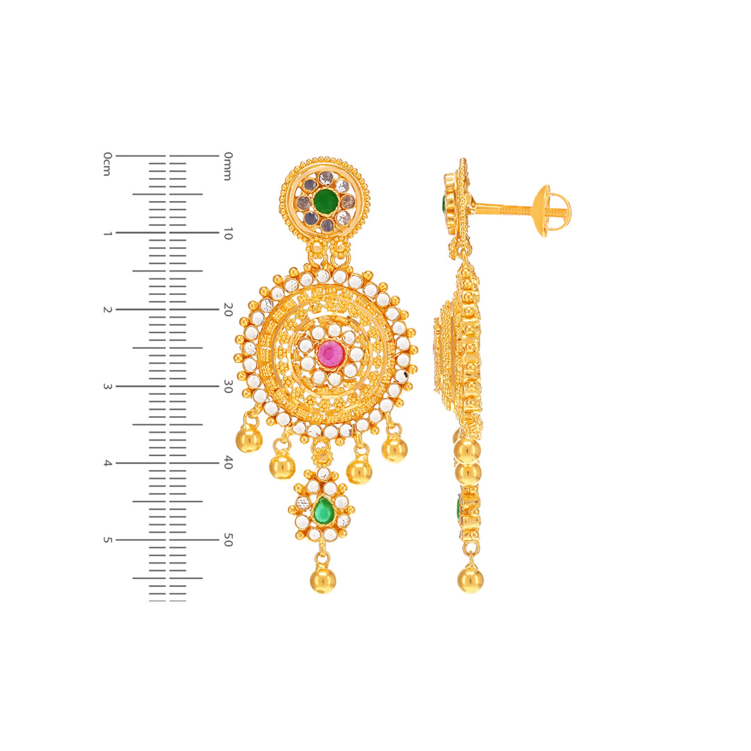 Enchanting Necklace Set With Gemstones in 22K Gold