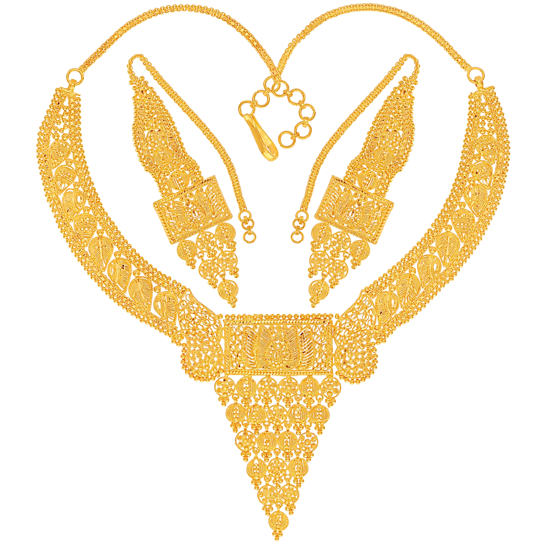 Glamorous Necklace Set in 22K Gold