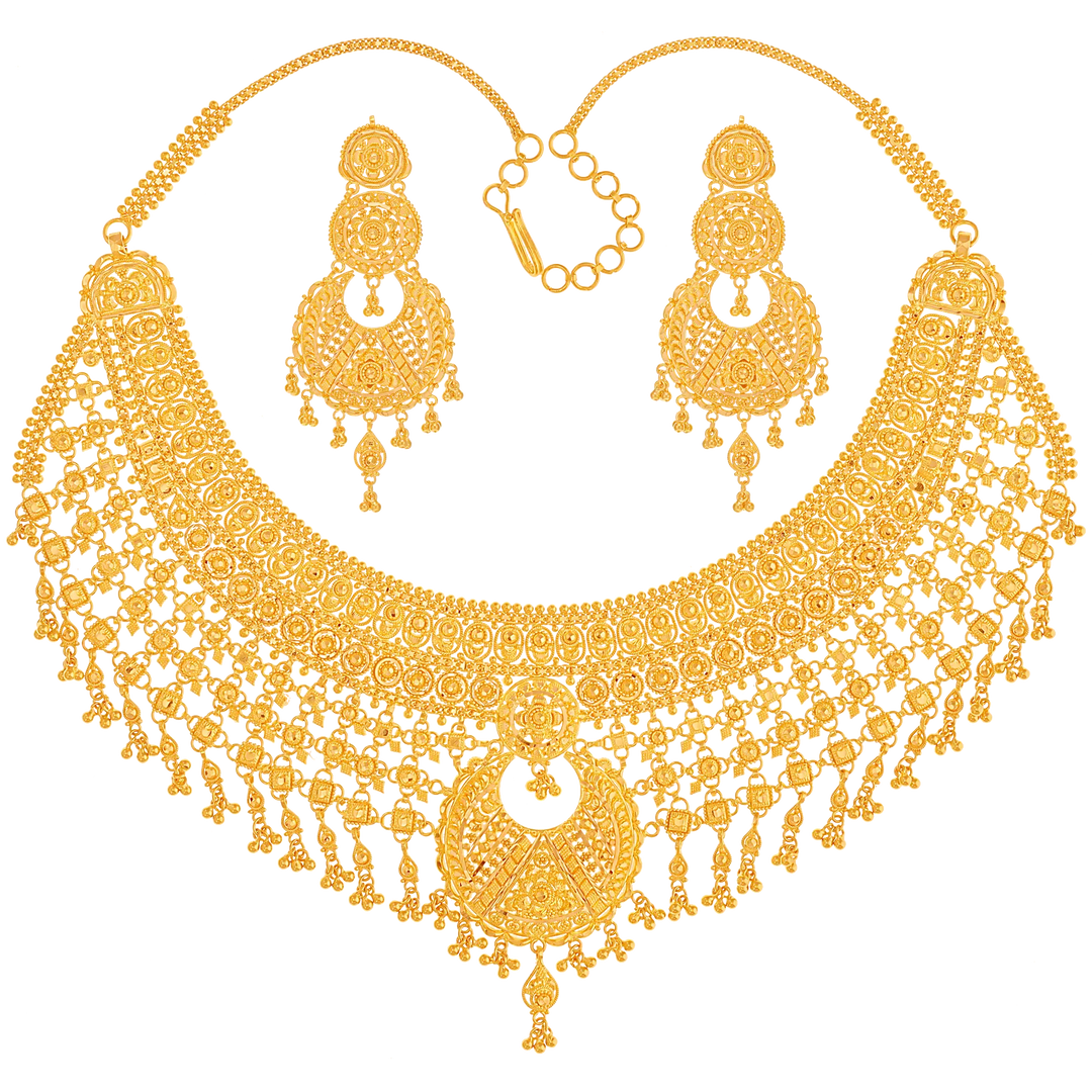 Gorgeous Chand Bali Necklace Set in 22K Gold
