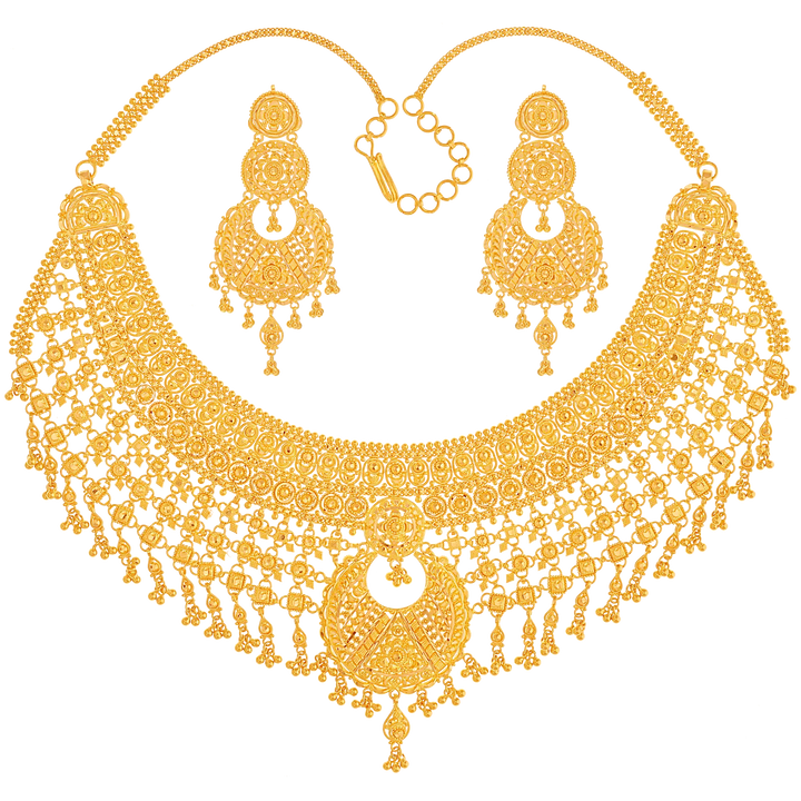 Gorgeous Chand Bali Necklace Set in 22K Gold