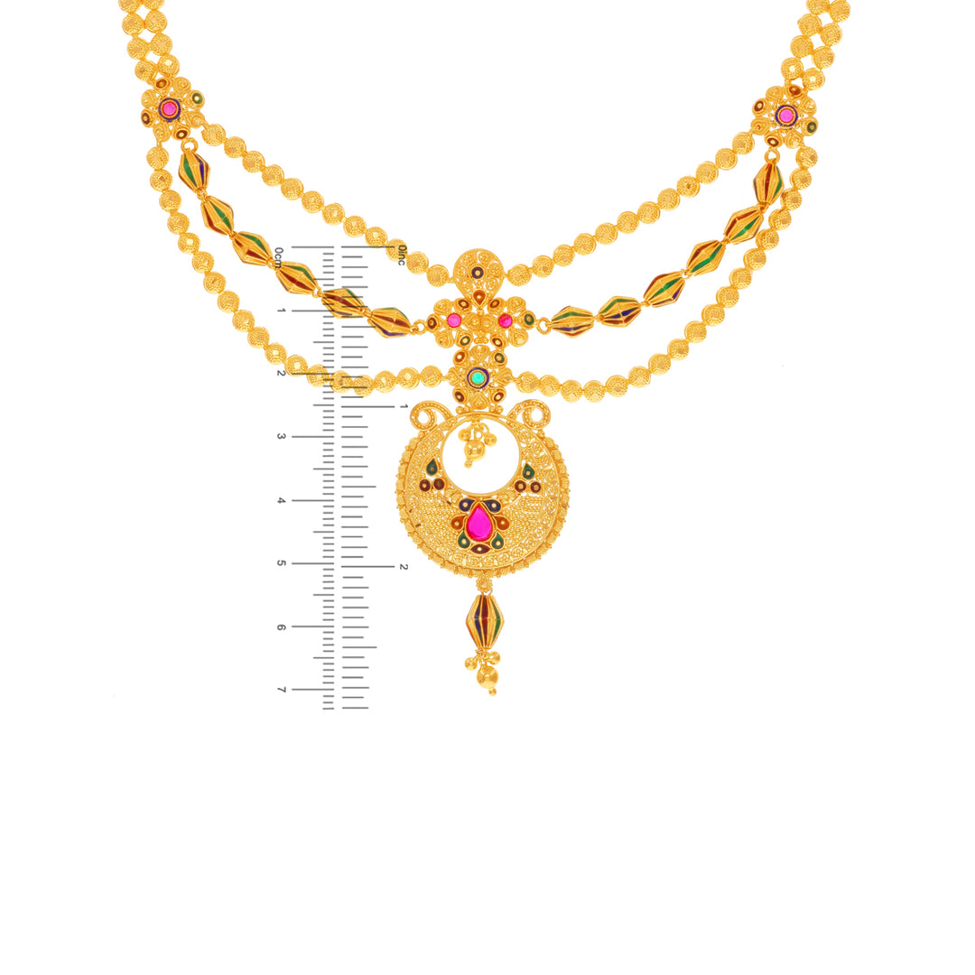 Precious Minakari Necklace Set With Gemstones in 22K Gold