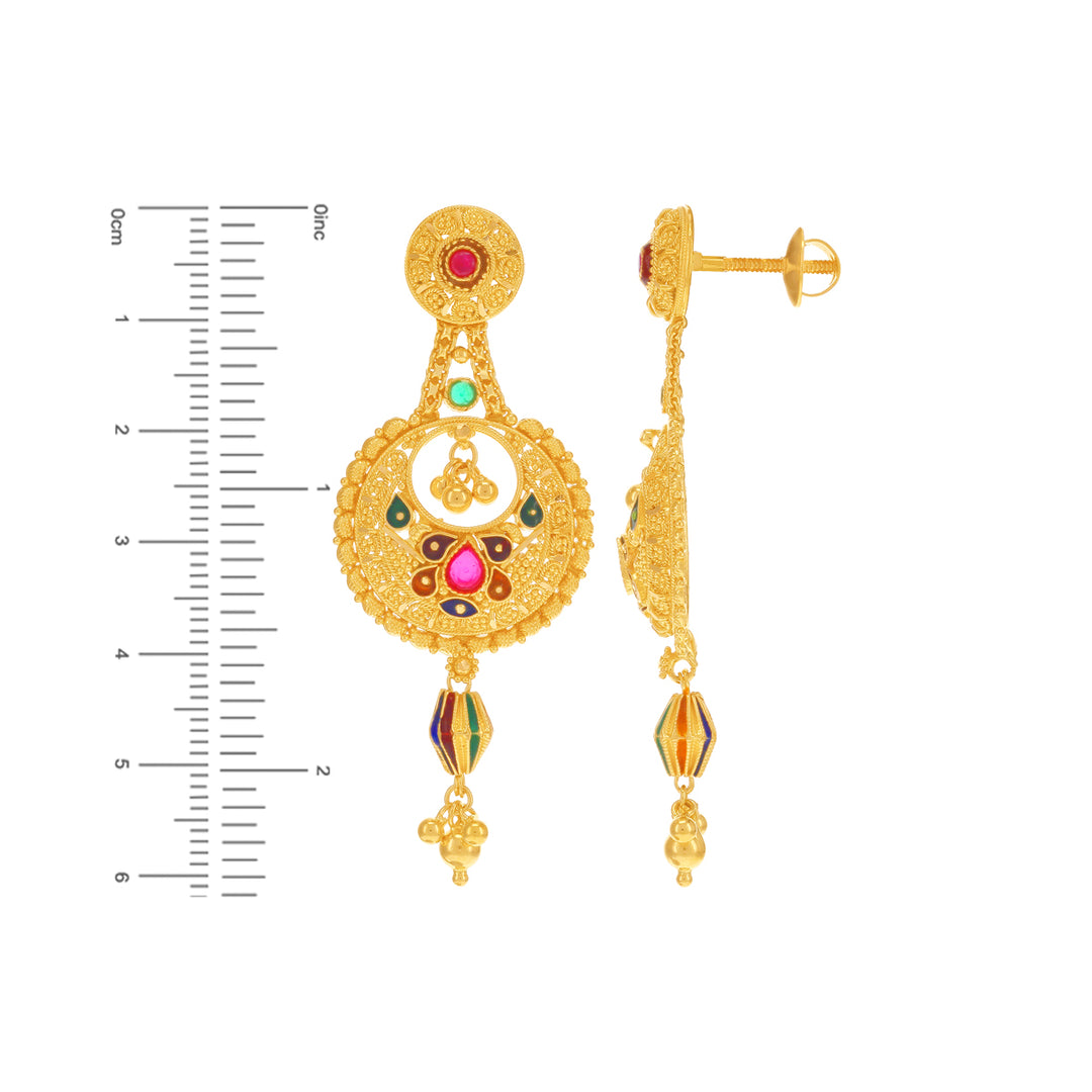 Precious Minakari Necklace Set With Gemstones in 22K Gold