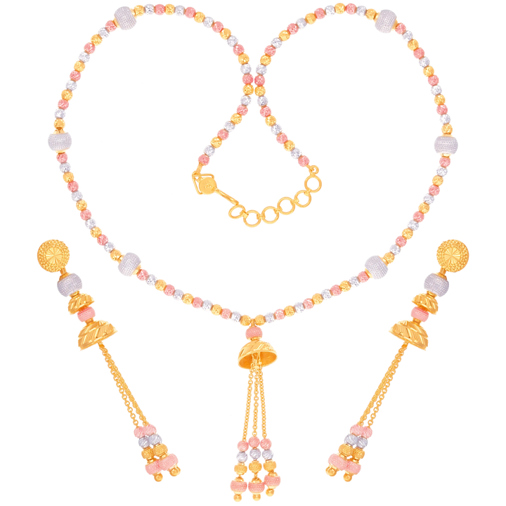Gorgeous Three tone Necklace Set in 22K Gold