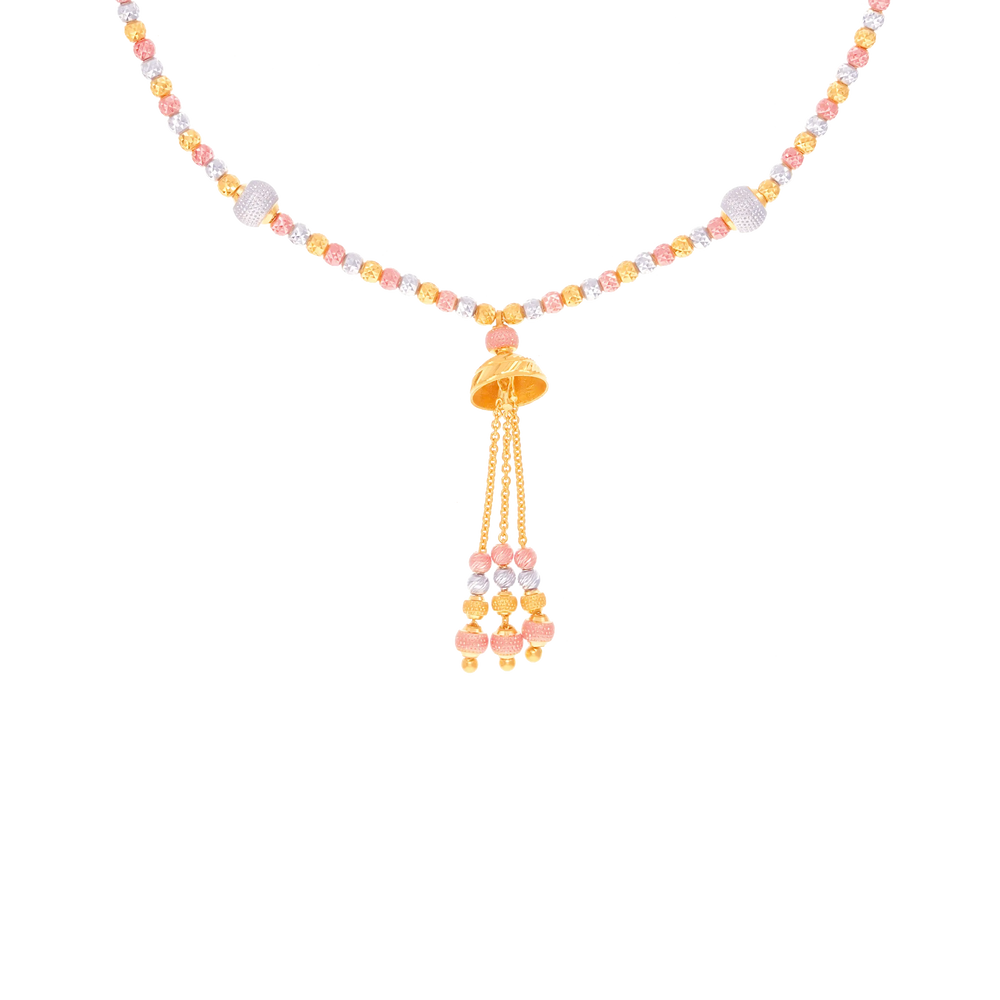 Gorgeous Three tone Necklace Set in 22K Gold