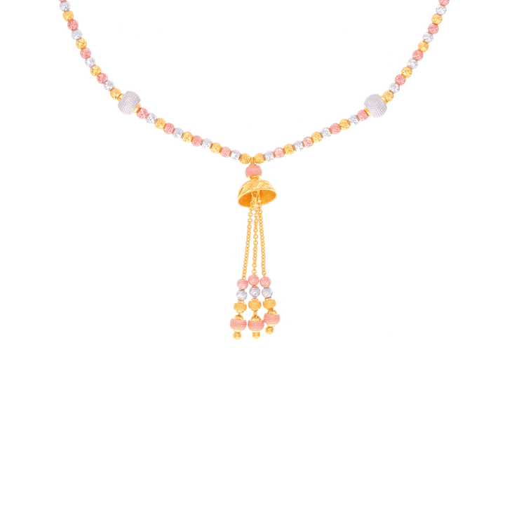 Gorgeous Three tone Necklace Set in 22K Gold