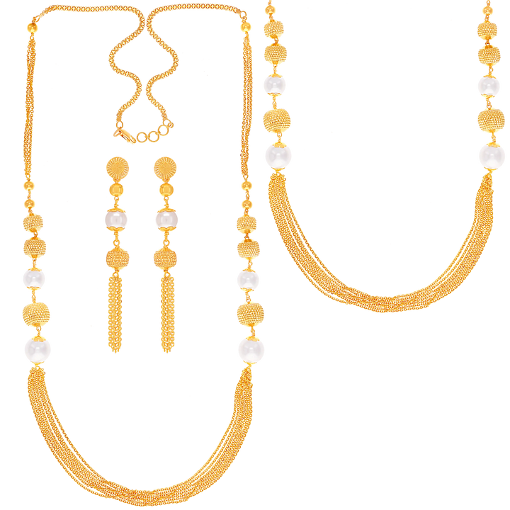 Precious Ball Patta Haar With Gemstones in 22K Gold