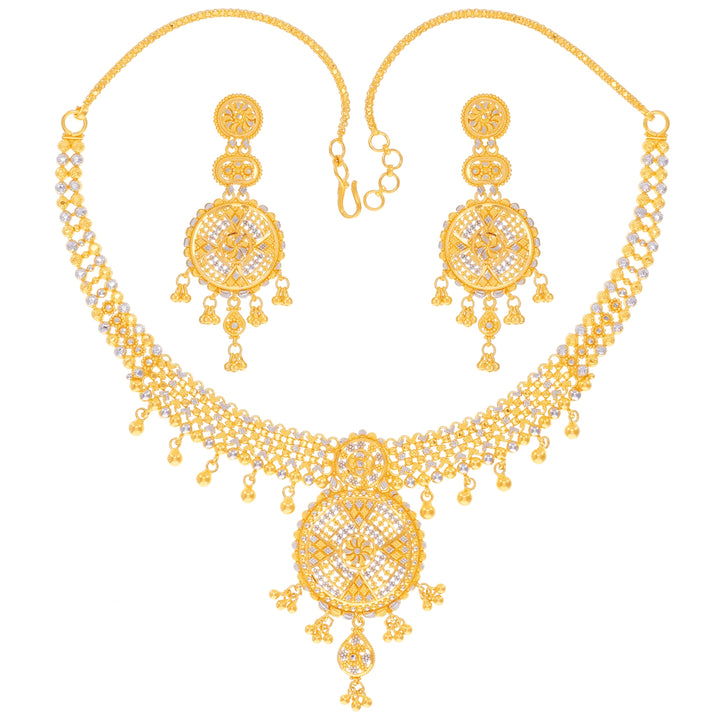 Precious Two tone Necklace Set in 22K Gold