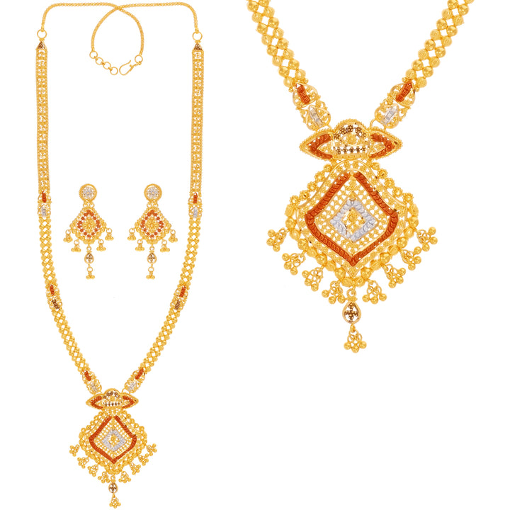 Mesmerizing Three tone Patta Haaram in 22K Gold