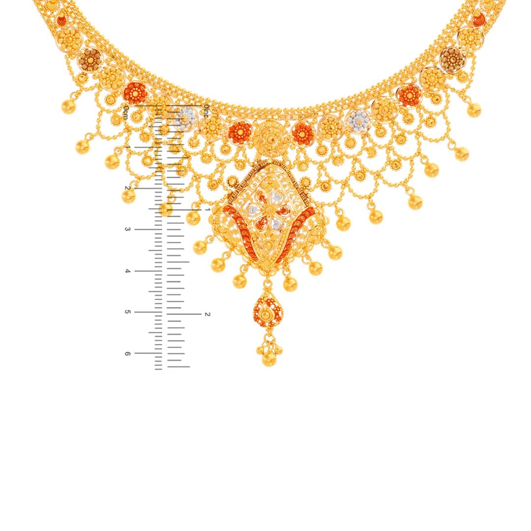 Lovely Three tone Necklace Set in 22K Gold