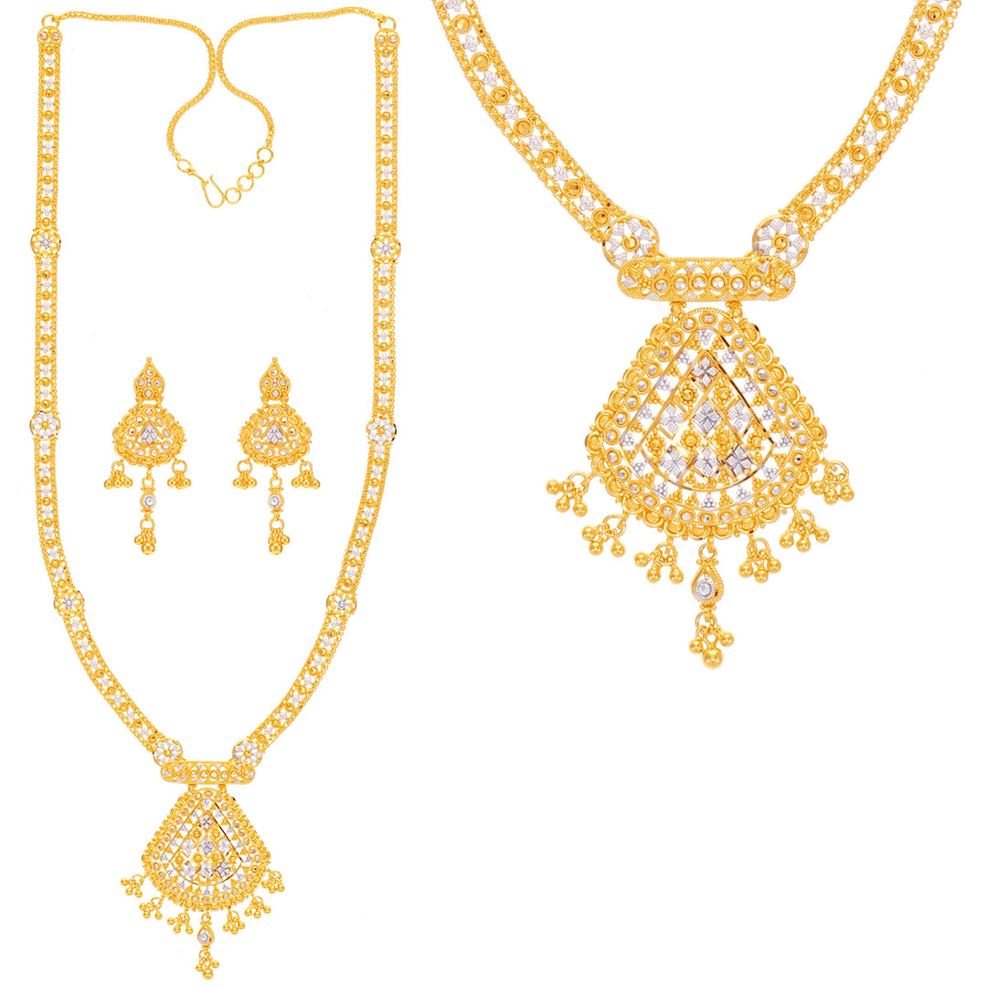 Ravishing Two tone Paata Haaram in 22K Gold