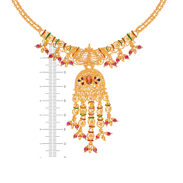 Alluring Minakari Necklace Set With Gemstones in 22K Gold