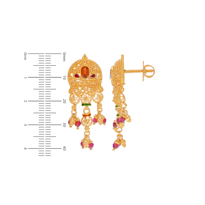 Alluring Minakari Necklace Set With Gemstones in 22K Gold