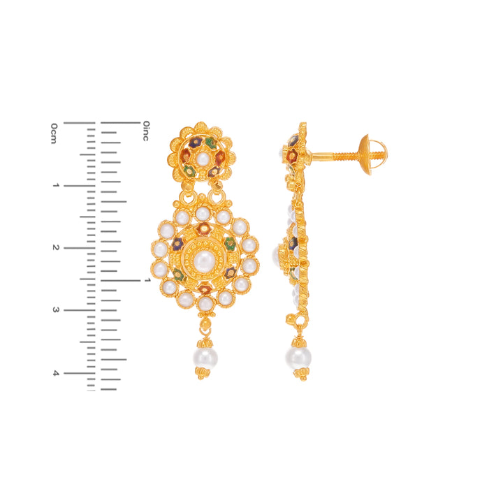 Captivating Minakari Necklace Set With Pearl in 22K Gold