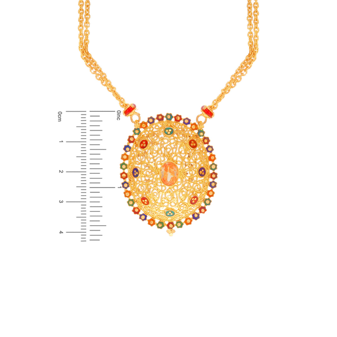 Sophisticated Minakari Necklace Set With Gemstones in 22K Gold