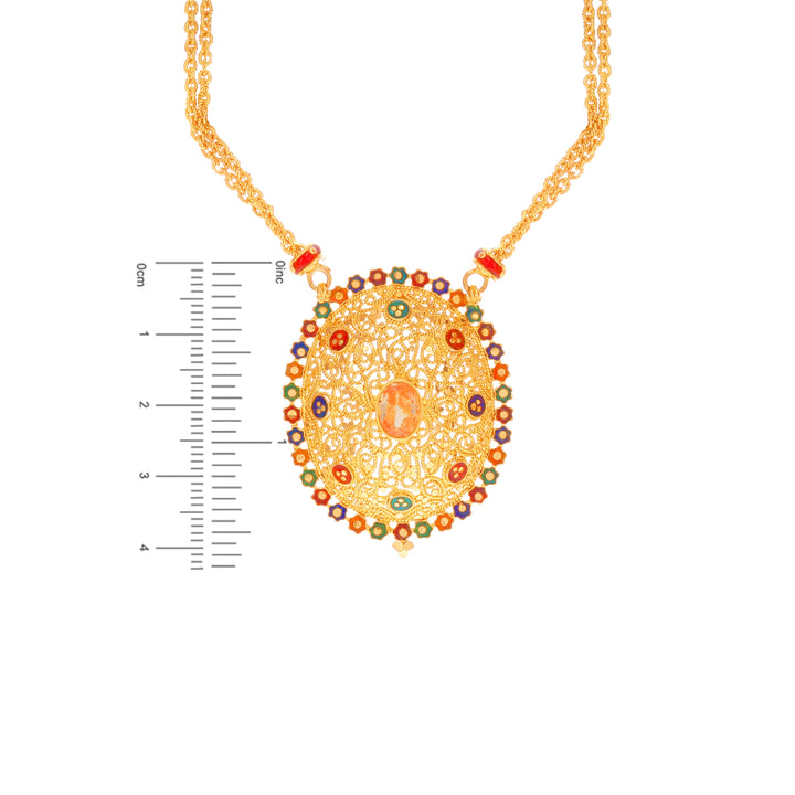 Sophisticated Minakari Necklace Set With Gemstones in 22K Gold