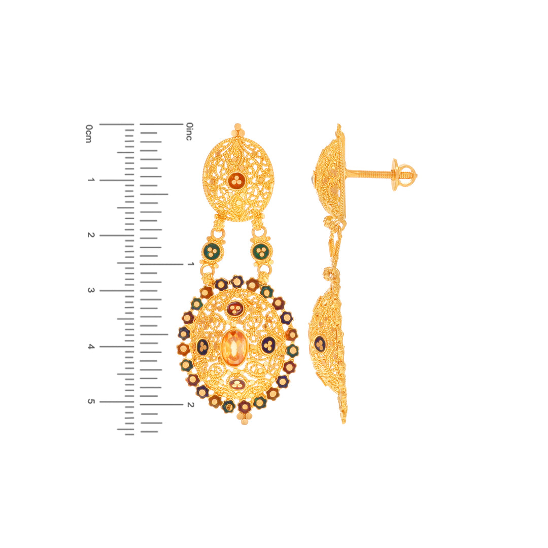 Sophisticated Minakari Necklace Set With Gemstones in 22K Gold