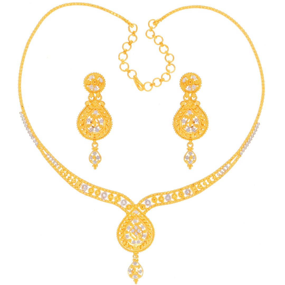 Enchanting Two tone Necklace Set in 22K Gold