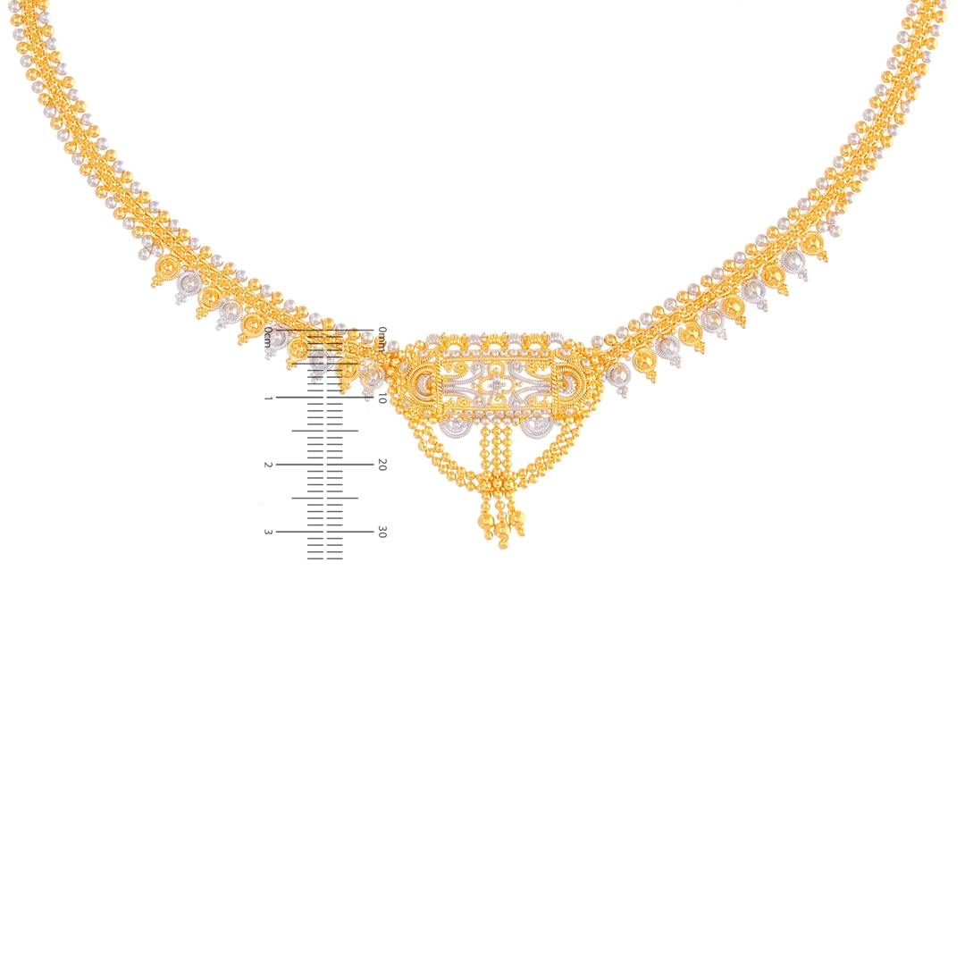 Enchanting Two tone Necklace Set in 22K Gold