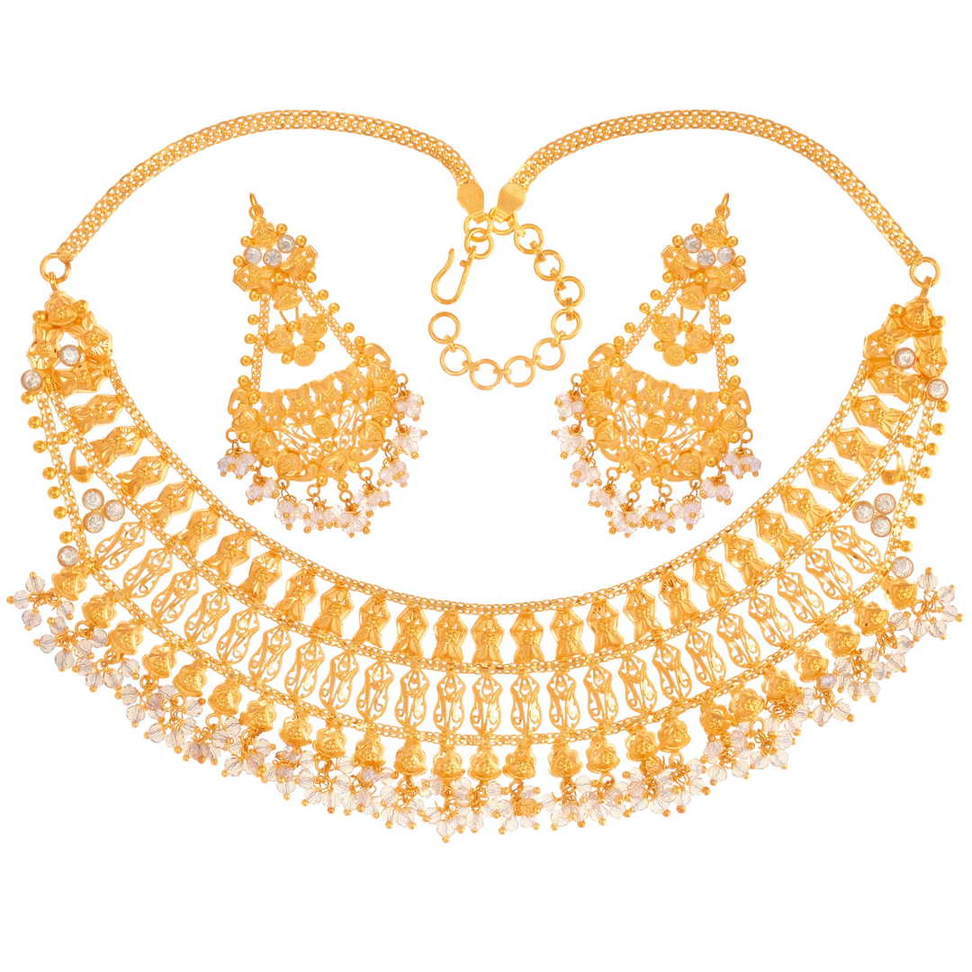 Opulent Necklace Set With Gemstones in 21K Gold
