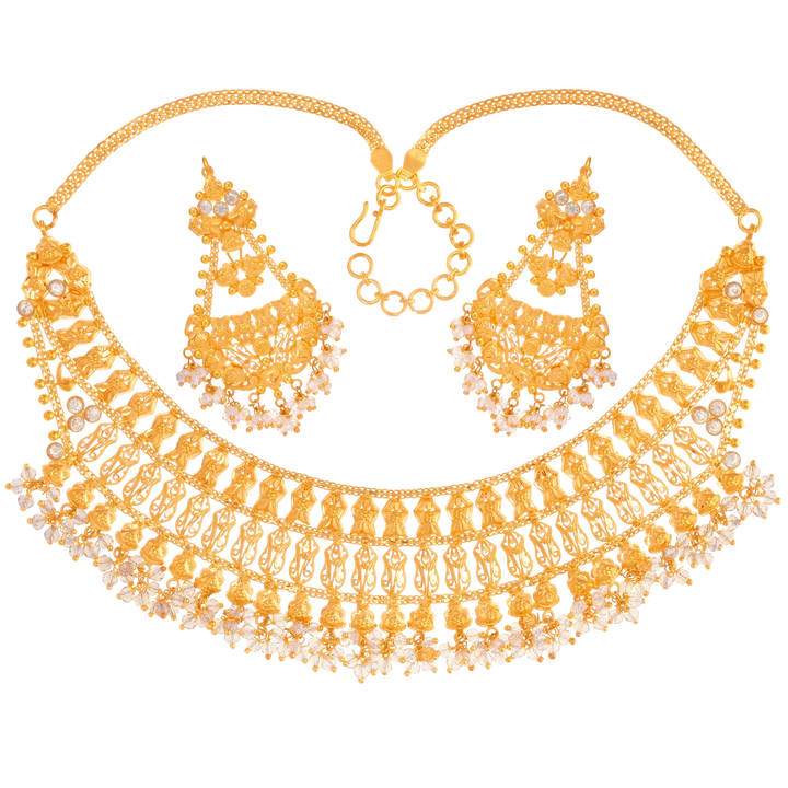 Opulent Necklace Set With Gemstones in 21K Gold