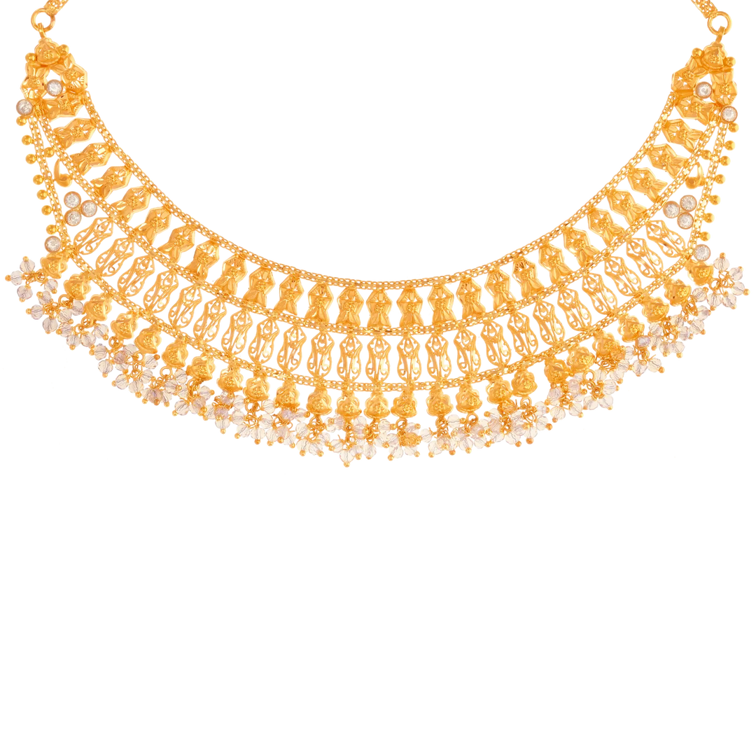 Opulent Necklace Set With Gemstones in 21K Gold