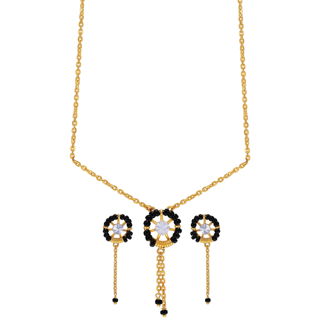 Intricate Necklace Set With CZ in 22K Gold