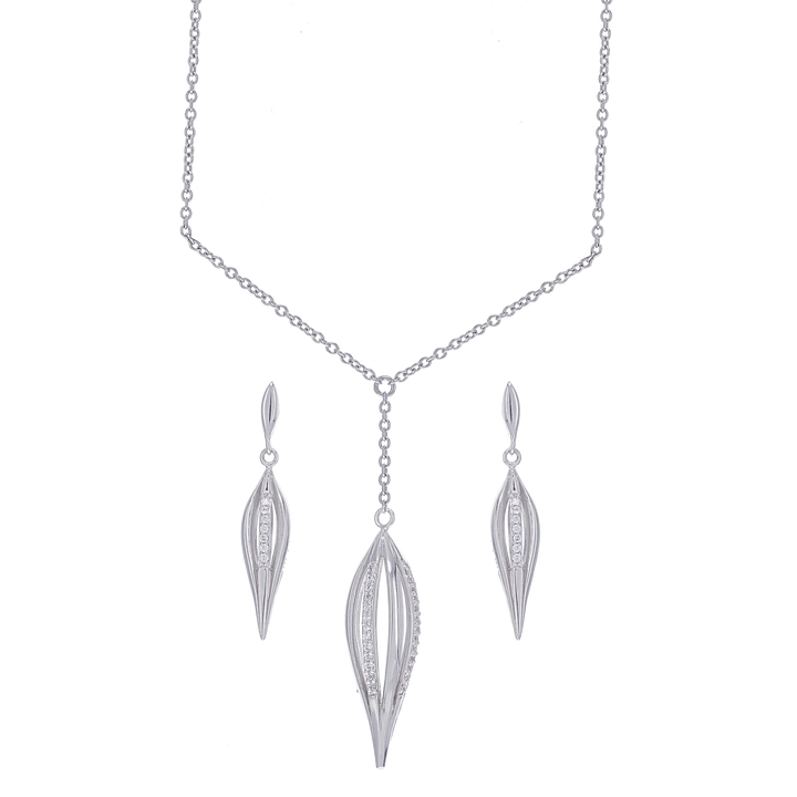 Mesmerizing Necklace Set With CZ in 18K White Gold