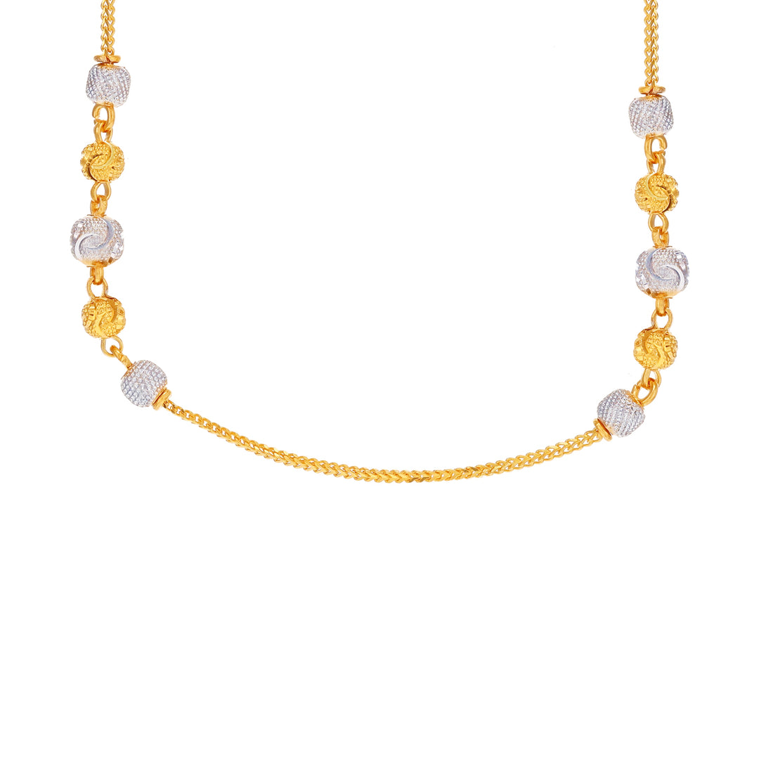 Intricate Ball Two tone Necklace Set in 22K Gold