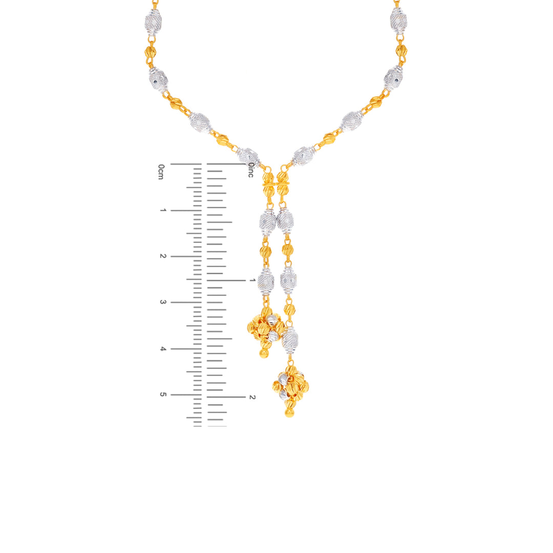 Intricate Ball Two tone Necklace Set in 22K Gold