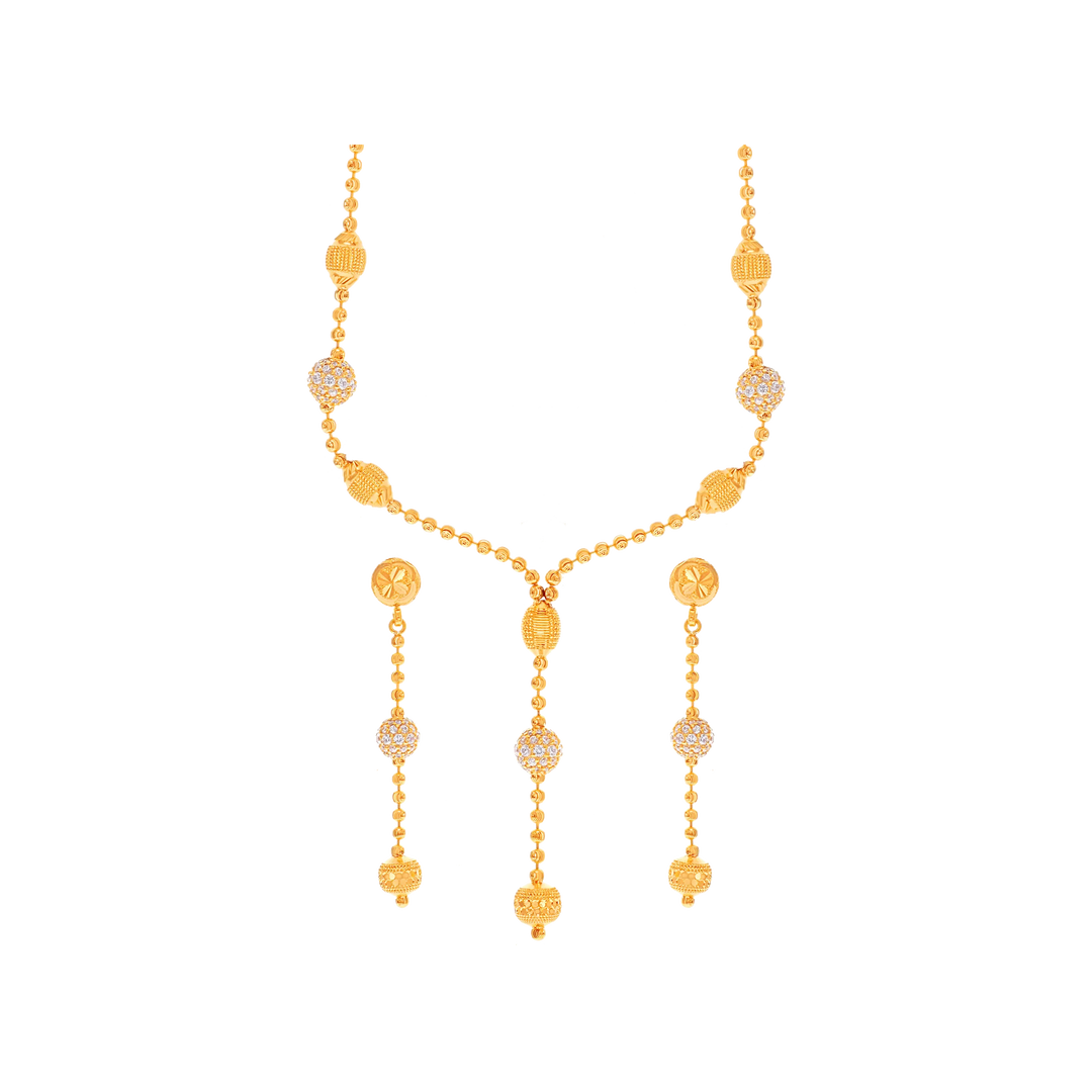 Fascinating Necklace Set With CZ in 22K Gold