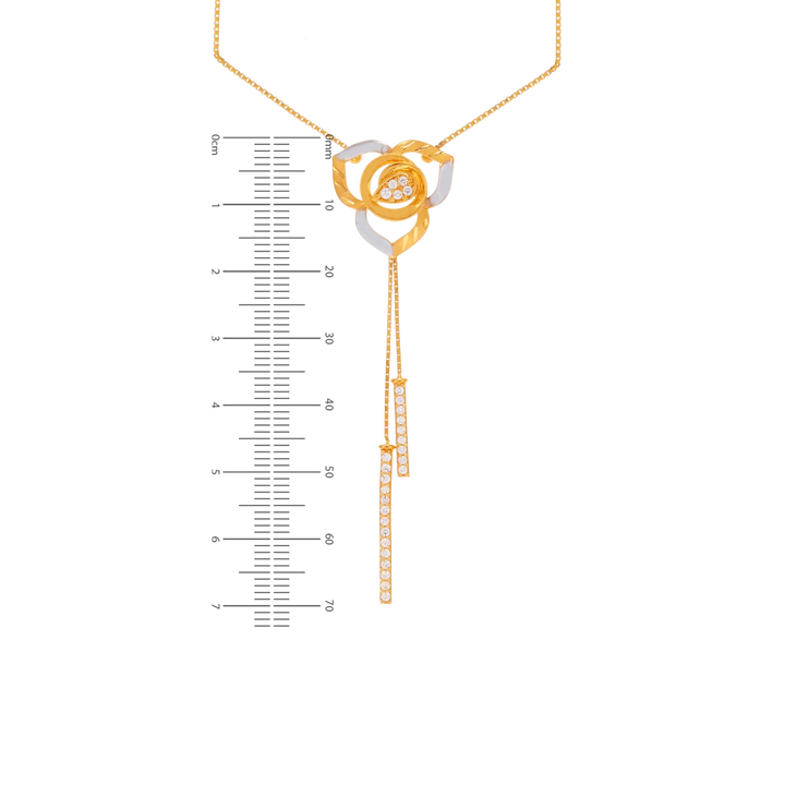 Two-tone Necklace Set with CZ in 22K Gold