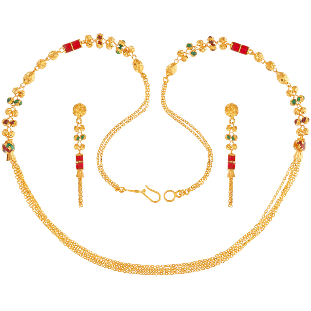 Alluring Minakari Necklace Set in 22K Gold