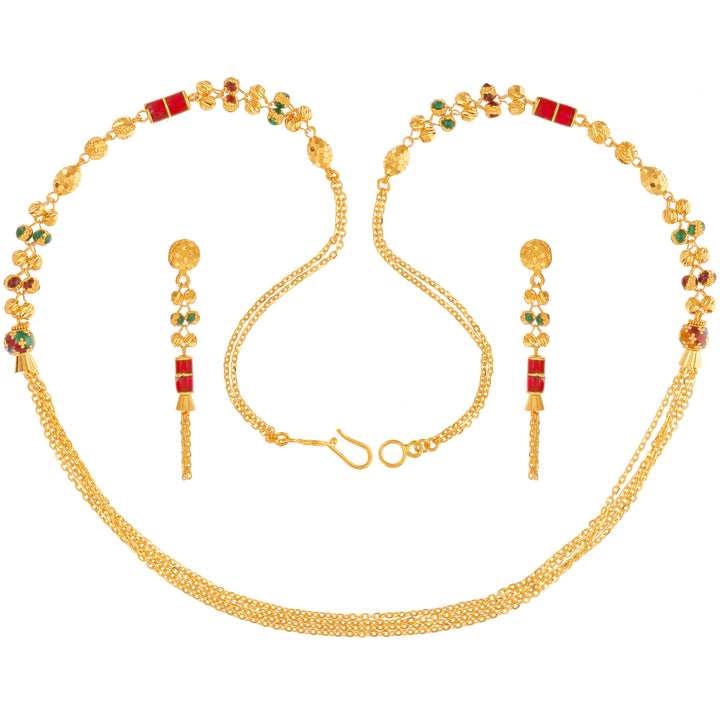 Alluring Minakari Necklace Set in 22K Gold