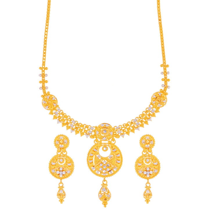 Endearing Two tone Necklace Set in 22K Gold