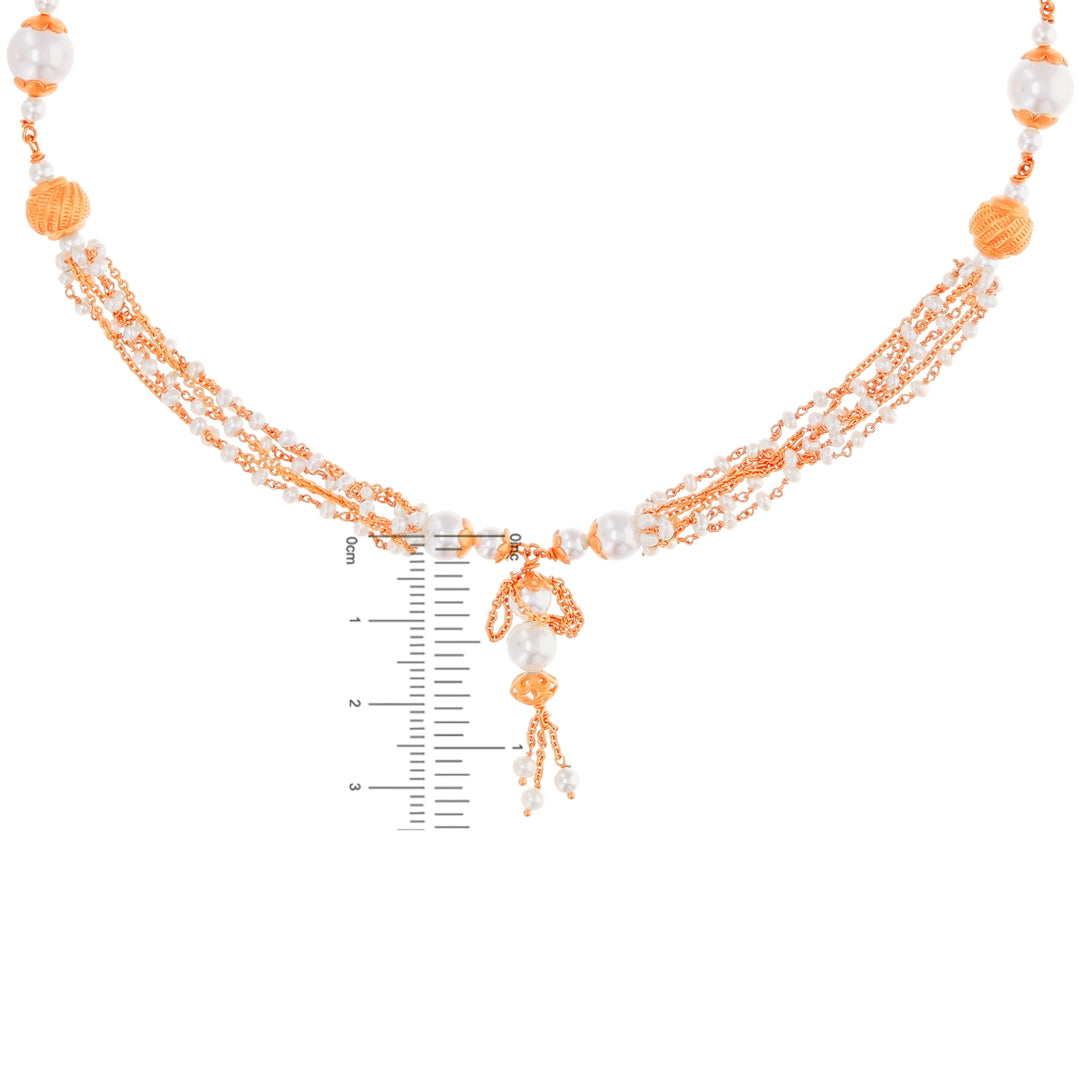 Exquisite Antique Necklace Set with White Polki & Pearl in 22K Rose Gold