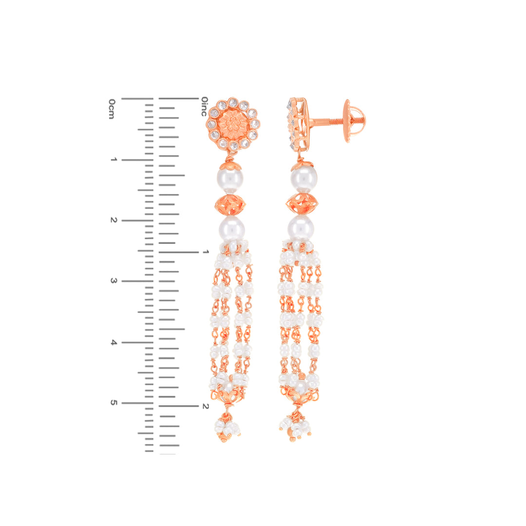 Gorgeous Necklace Set With White Polki & Pearl in 22K Rose Gold