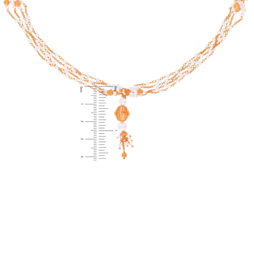 Ravishing Antique Necklace Set With White Polki & Pearl in 22K Rose Gold