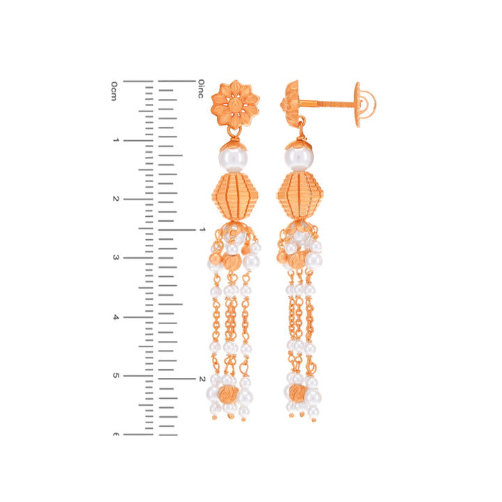 Ravishing Antique Necklace Set With White Polki & Pearl in 22K Rose Gold