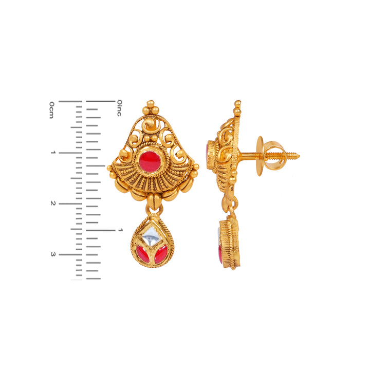 Graceful Antique Necklace Set With Kundan & Gemstones in 22K Gold