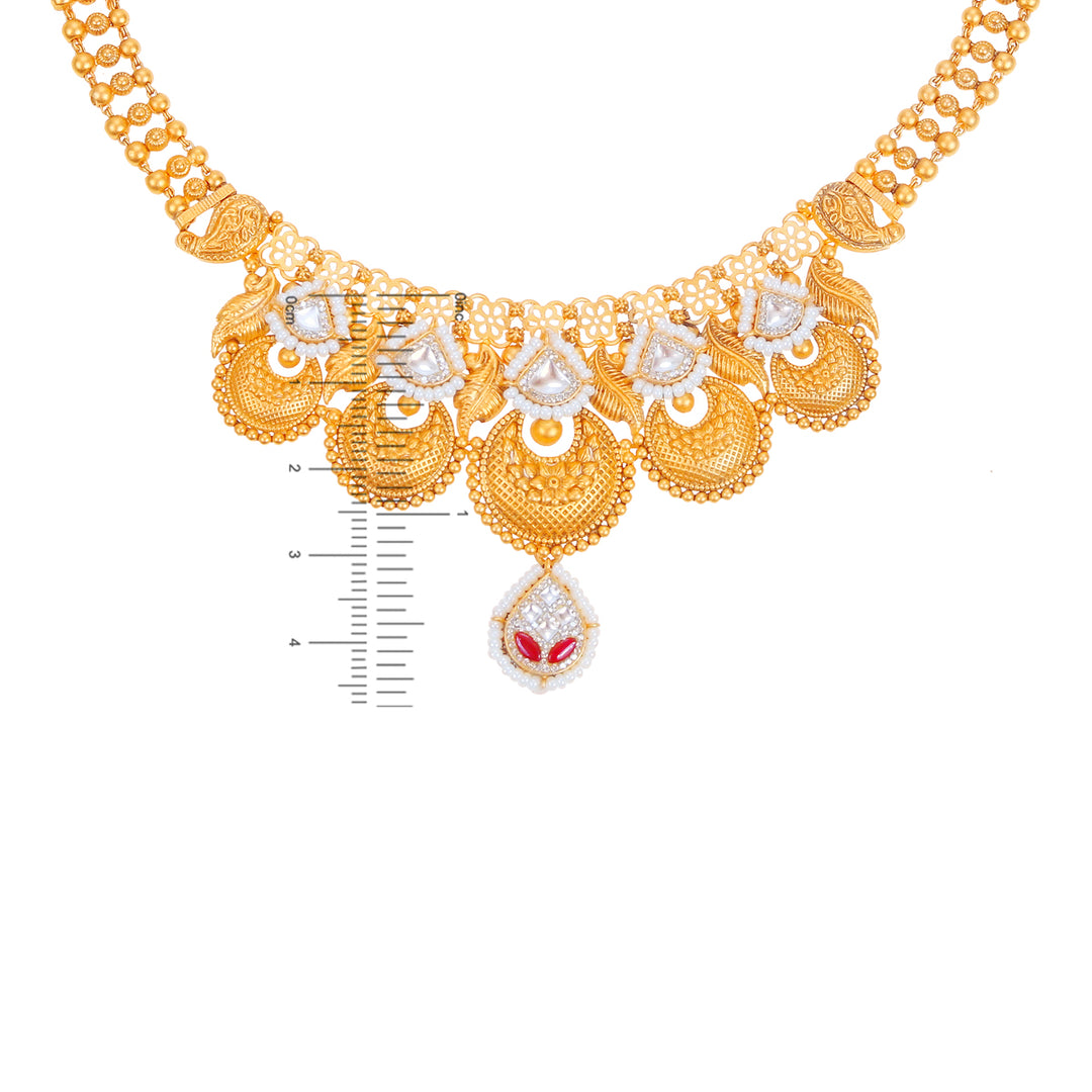 Delightful Antique Necklace Set With Kundan & Gemstones in 22K Gold