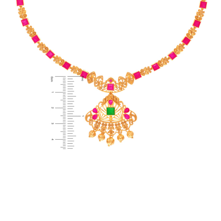 Delightful Antique Necklace Set With Ruby & Emerald in 22K Gold