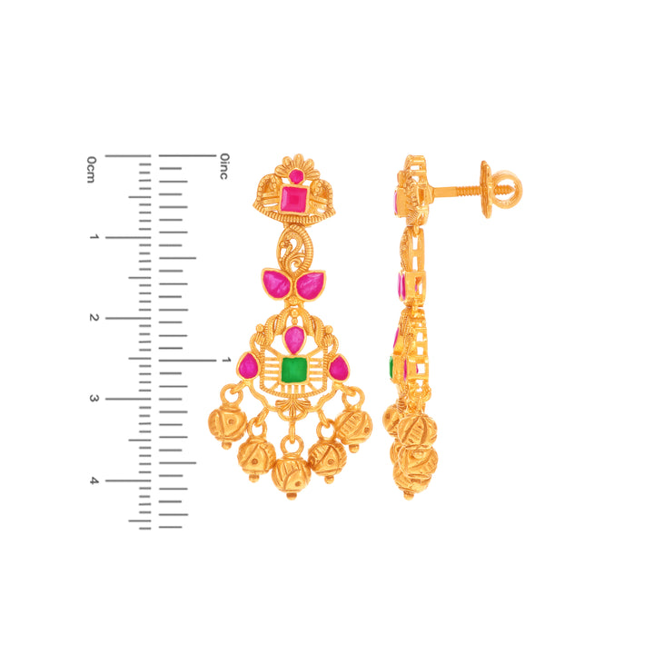 Delightful Antique Necklace Set With Ruby & Emerald in 22K Gold