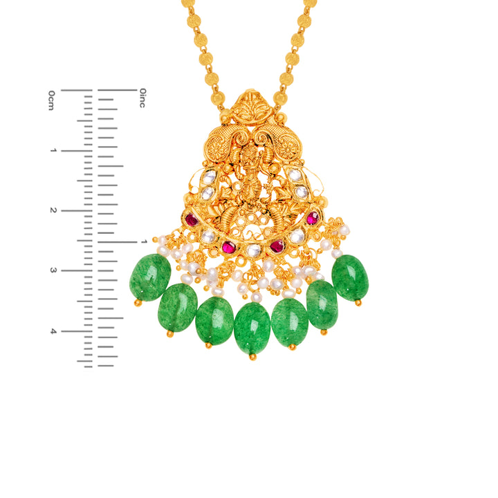 Enchanting Antique Temple Necklace With Kundan & Gemstones in 22K Gold
