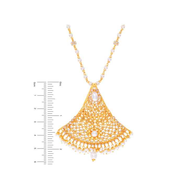 Delightful Antique Pendant Set With Pearl & CZ In 22K Gold