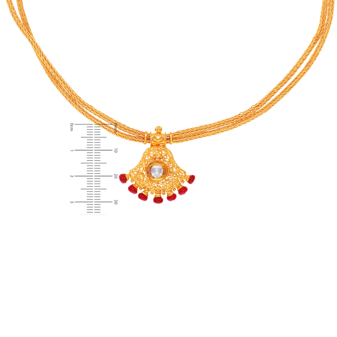 Charming Antique Necklace With Gemstones in 22K Gold