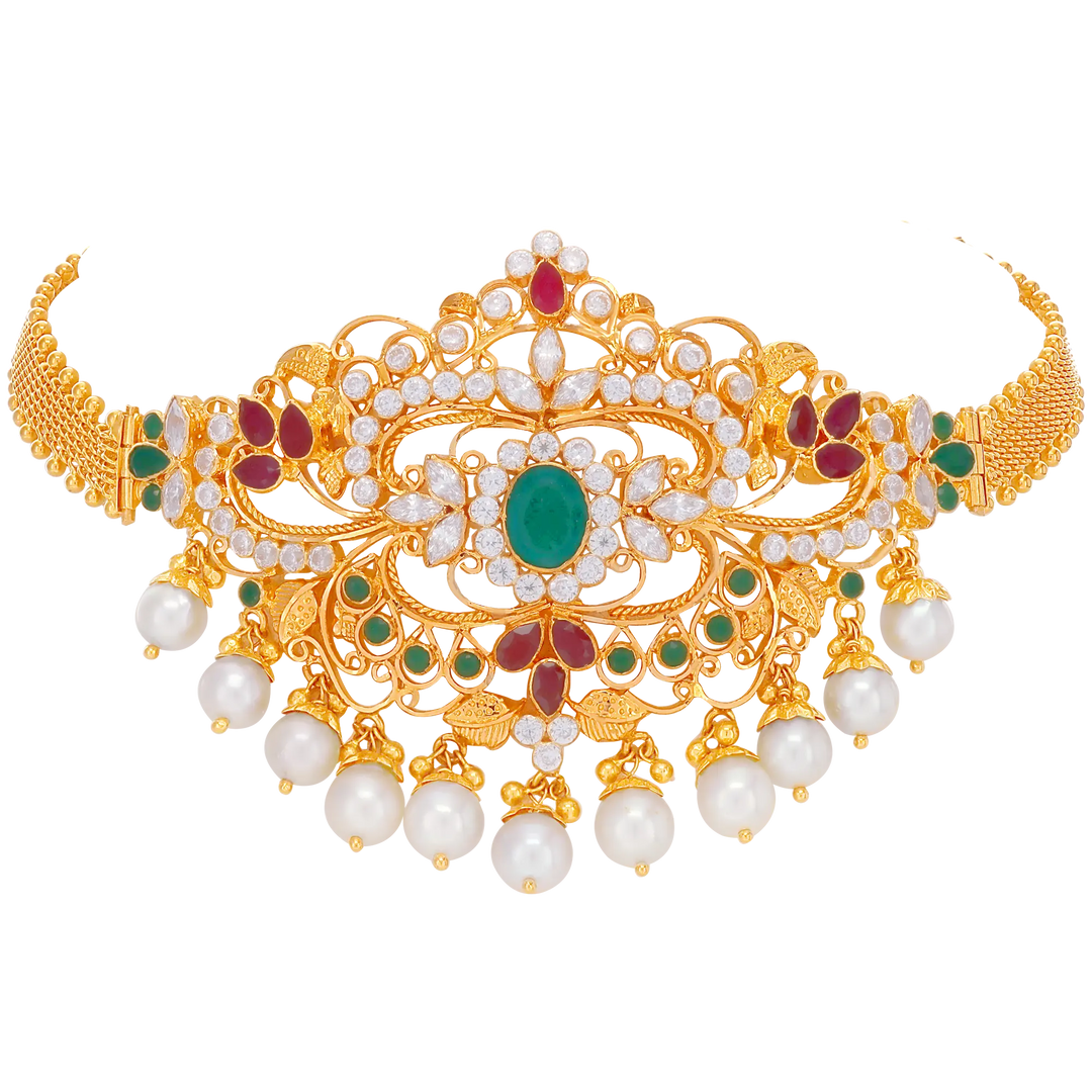 Charming Antique Choker With Gemstones in 22K Gold